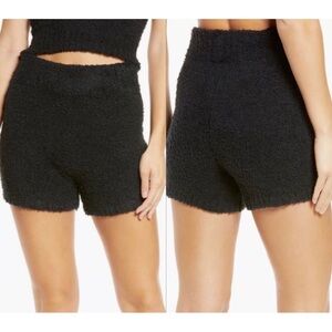 SKIMS High Waist Black Fuzzy Shorts